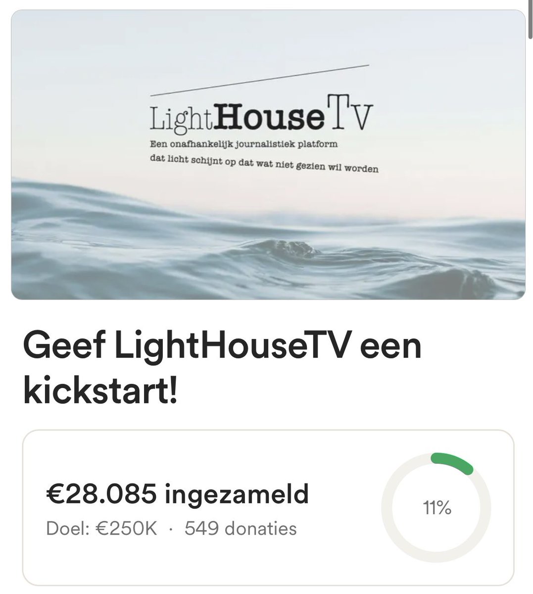 LightHouseTVnl's tweet photo. We zijn al voorbij de 10%!👏🏻

Help ons verder richting ons doel! 
 
Steun ons direct via: https://t.co/UsDP0PAyVO https://t.co/0cexCBLW8m