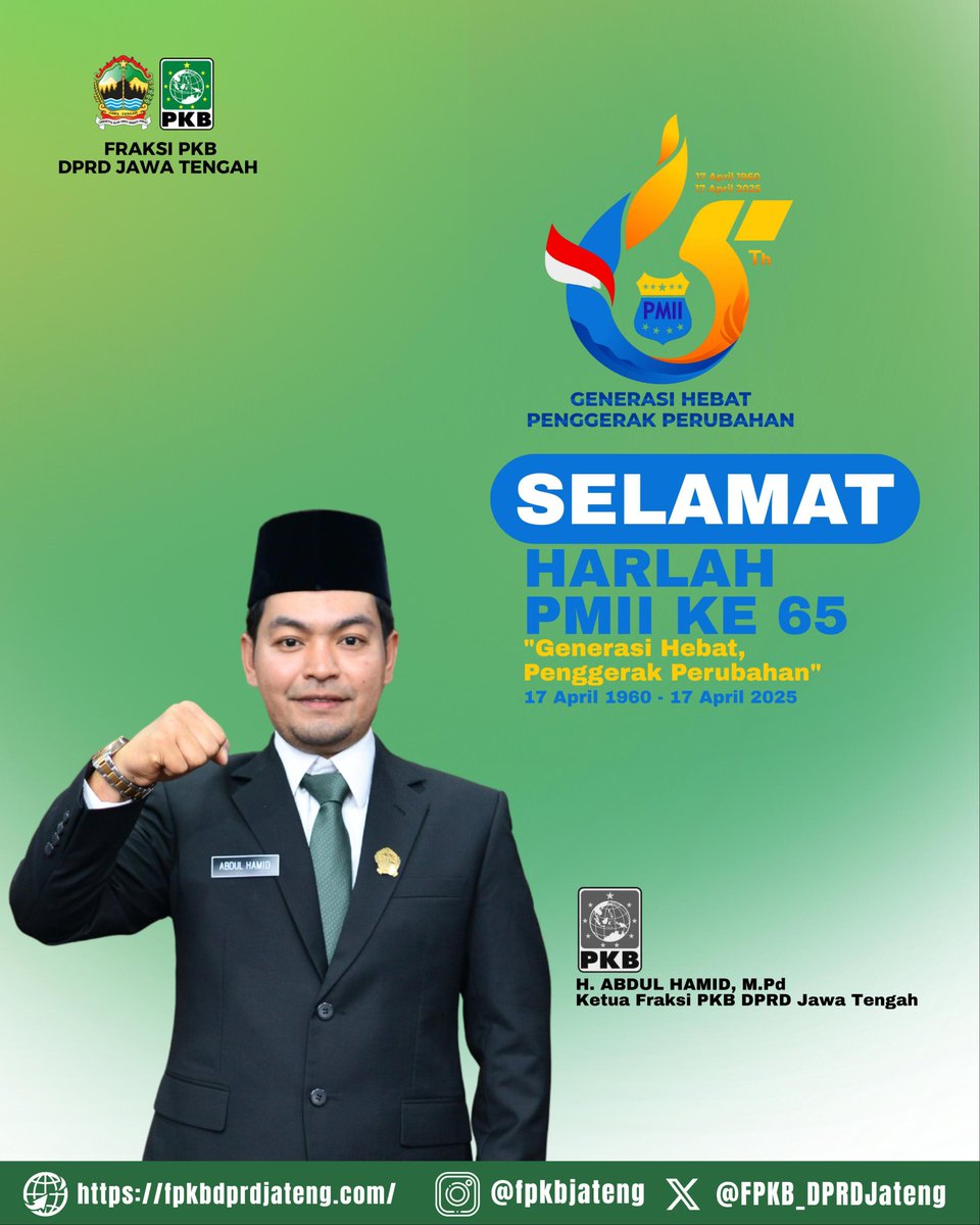 FRAKSI PKB JATENG (@fpkb_dprdjateng) on Twitter photo Selamat Harlah PMII KE 65, Generasi Habat Penggerak Perubahan.<a href="/cakimiNOW/">A Muhaimin Iskandar</a> <a href="/DPP_PKB/">DPP PKB</a> <a href="/yusuf_ch/">M Yusuf Chudlory</a> <a href="/Sukirman_Kir/">Sukirman</a> <a href="/hamid_amx/">abdul hamid</a> <a href="/_sarifabdillah/">Sarif Abdillah</a> <a href="/pmii/">PMII</a> Selamat Harlah PMII KE 65, Generasi Habat Penggerak Perubahan.<a href="/cakimiNOW/">A Muhaimin Iskandar</a> <a href="/DPP_PKB/">DPP PKB</a> <a href="/yusuf_ch/">M Yusuf Chudlory</a> <a href="/Sukirman_Kir/">Sukirman</a> <a href="/hamid_amx/">abdul hamid</a> <a href="/_sarifabdillah/">Sarif Abdillah</a> <a href="/pmii/">PMII</a>