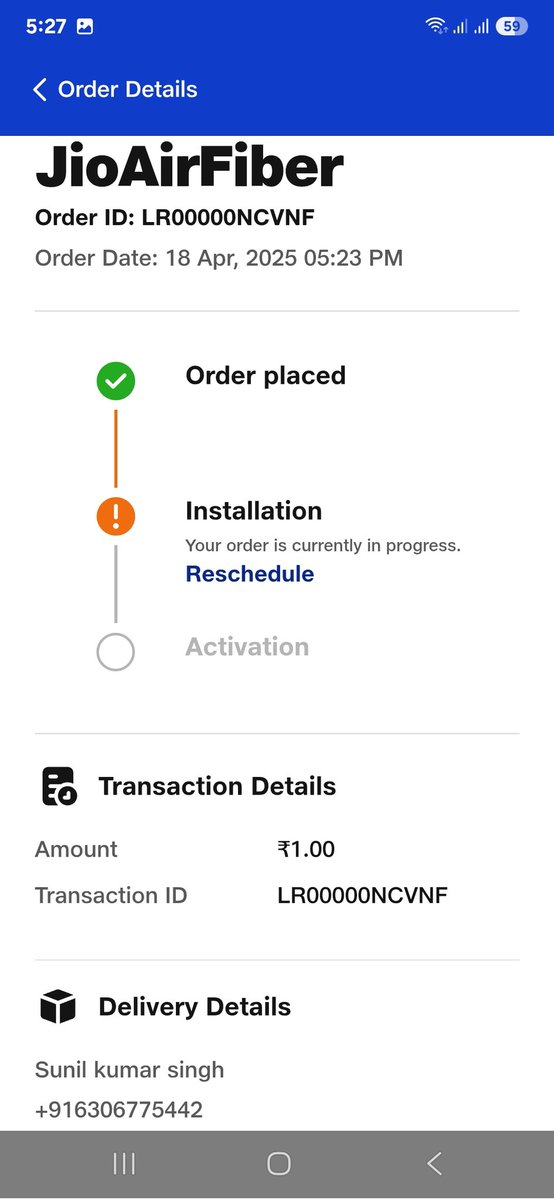 jiofiber लगवाना था,काल पर कम्पनी से आए बन्दे ने मुझे  एक jio का सिम 299 का दिया और बोला air fiber आपका 50 दिन फ्री चलेगा।उन लोगो के सिम देने के बाद मेरी रिक्वेस्ट कैंसिल कर दी और आज तक नहीं लगाया।मरे पास पहले से jio है,ये सिम बेचने का धंधा बना दिया है। <a href="/JioCare/">JioCare</a>, <a href="/MukeshAmbaniOf/">Mukesh Ambani</a>