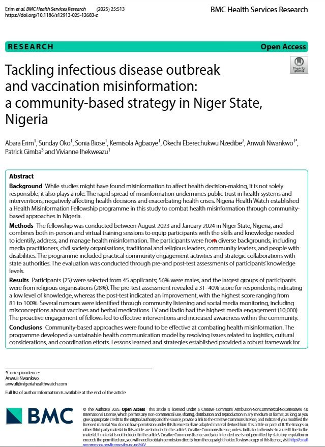 Health misinformation is one of today’s biggest public health threats. During outbreaks like COVID-19, Ebola, and Lassa fever, false information often spreads faster than the disease itself.

At <a href="/nighealthwatch/">Nigeria Health Watch</a>, we know the fight against misinformation must start at the