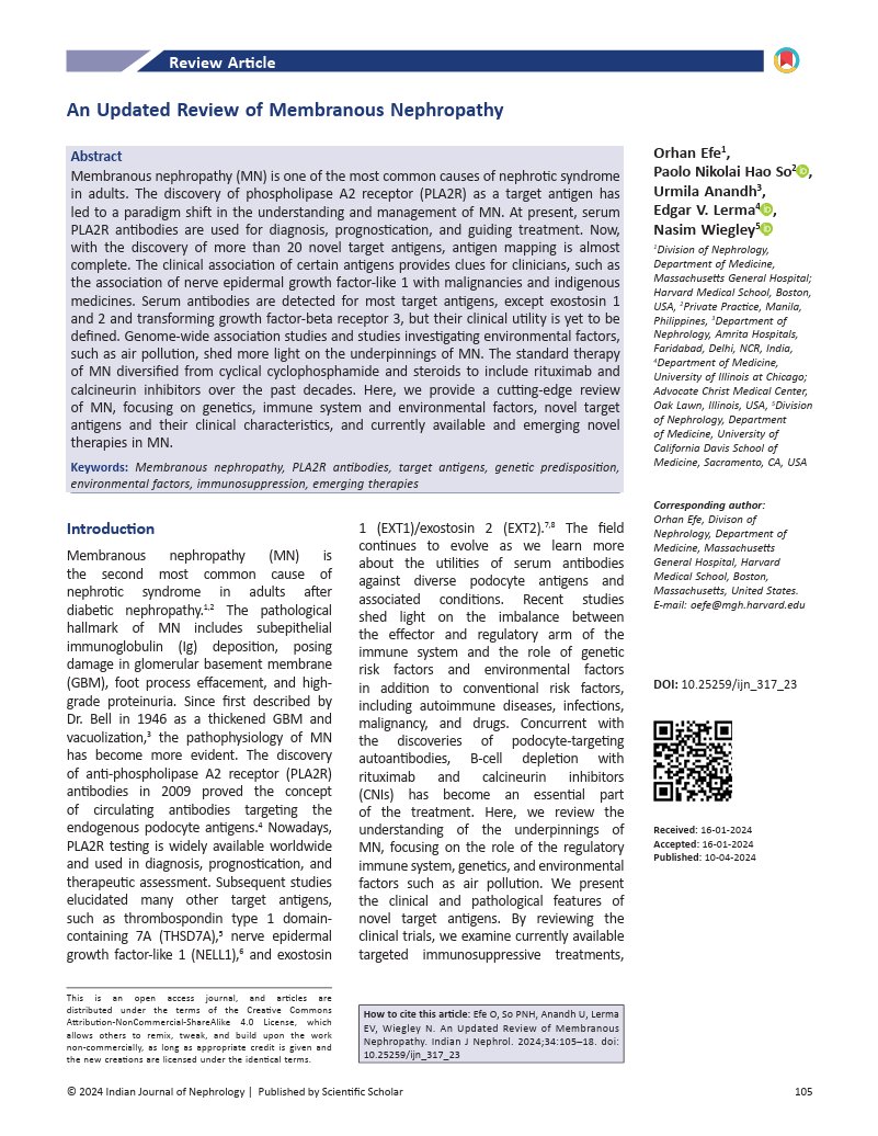 Membranous Nephropathy: Treatment from <a href="/indianjnephrol/">Indian Journal of Nephrology</a> <a href="/GlomCon/">GlomCon</a> <a href="/NWiegley/">Nasim Wiegley, MD, FASN</a> <a href="/AnandhUrmila/">Urmila Anandh</a> <a href="/nikkonephro/">Paolo Nikolai So</a> <a href="/OrhanEfe_/">Orhan Efe</a> 
#Nephpearls

👉 pubmed.ncbi.nlm.nih.gov/38681023/