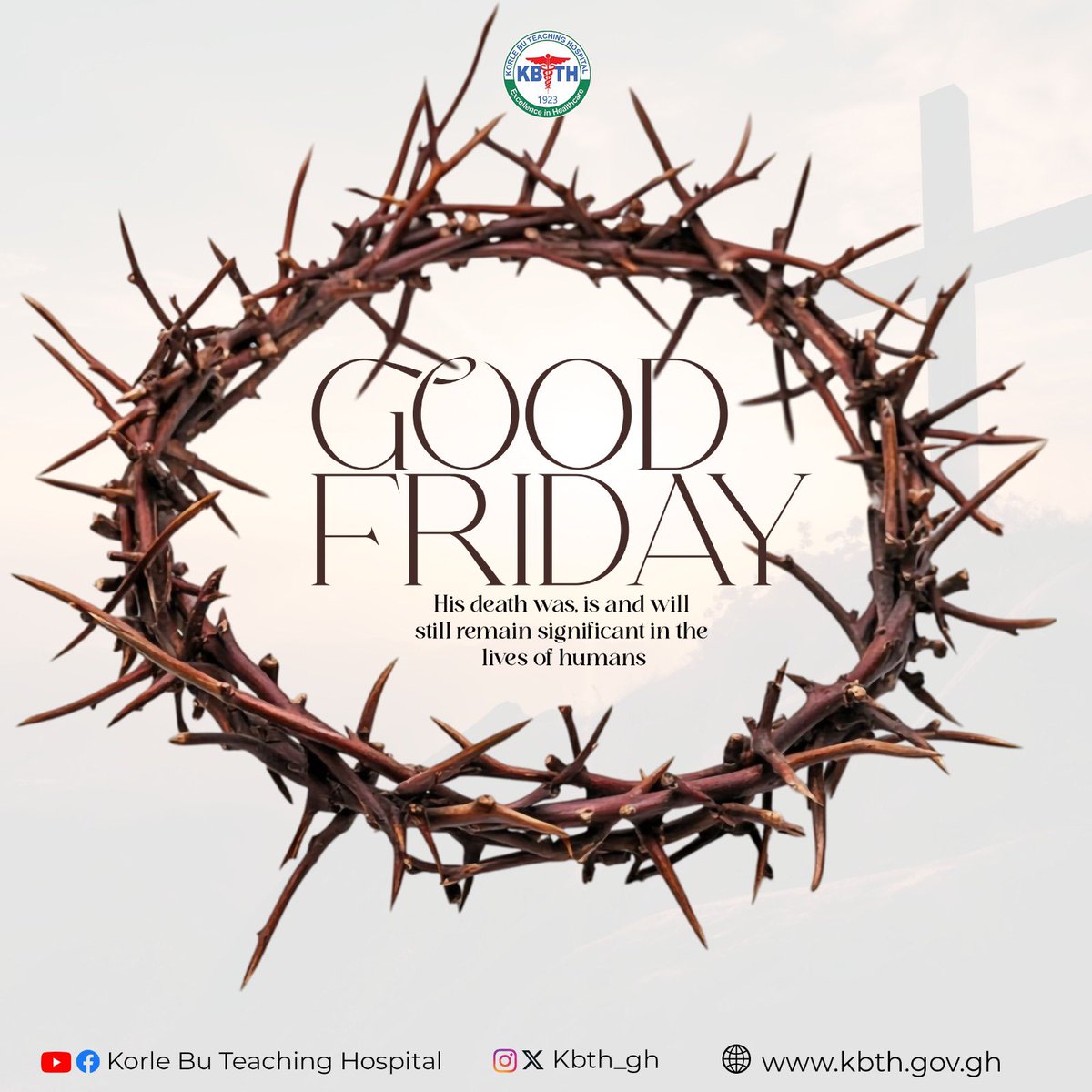 The death of Jesus Christ was, is and will still remain significant in our lives. Have a Good Friday🙏🏽