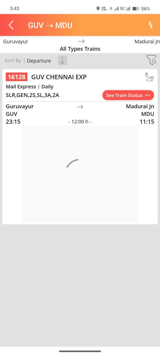 devkiran1990's tweet photo. @IRCTCofficial @drmmadurai @TVC138 Train 16328 discounted?? When searching GUV - MDU for 16328, it's not showing NTES... https://t.co/kHWDH5t0jT