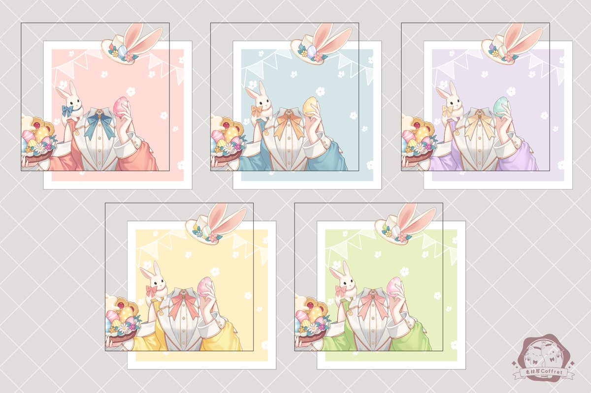 Coffret_sozaiya's tweet photo. 🐰イースター衣装の
　#おはようVtuber素材🥚🌸ˎˊ˗

立ち絵に重ねるだけで簡単に衣装替え♪
春らしいカラーリングで制作したイースターのおはV素材です.ᐟ

✧使用条件
　いいね♥とRP♻で使用OK.ᐟ

✧カラバリ5色✧+°

🐣DLはツリーへ

#イースター ＃おはV素材 ⁩#おはようVライバー素材 
#Vtuberフリー素材 #IRIAM素材
#Vtuber素材 #素材屋Coffret