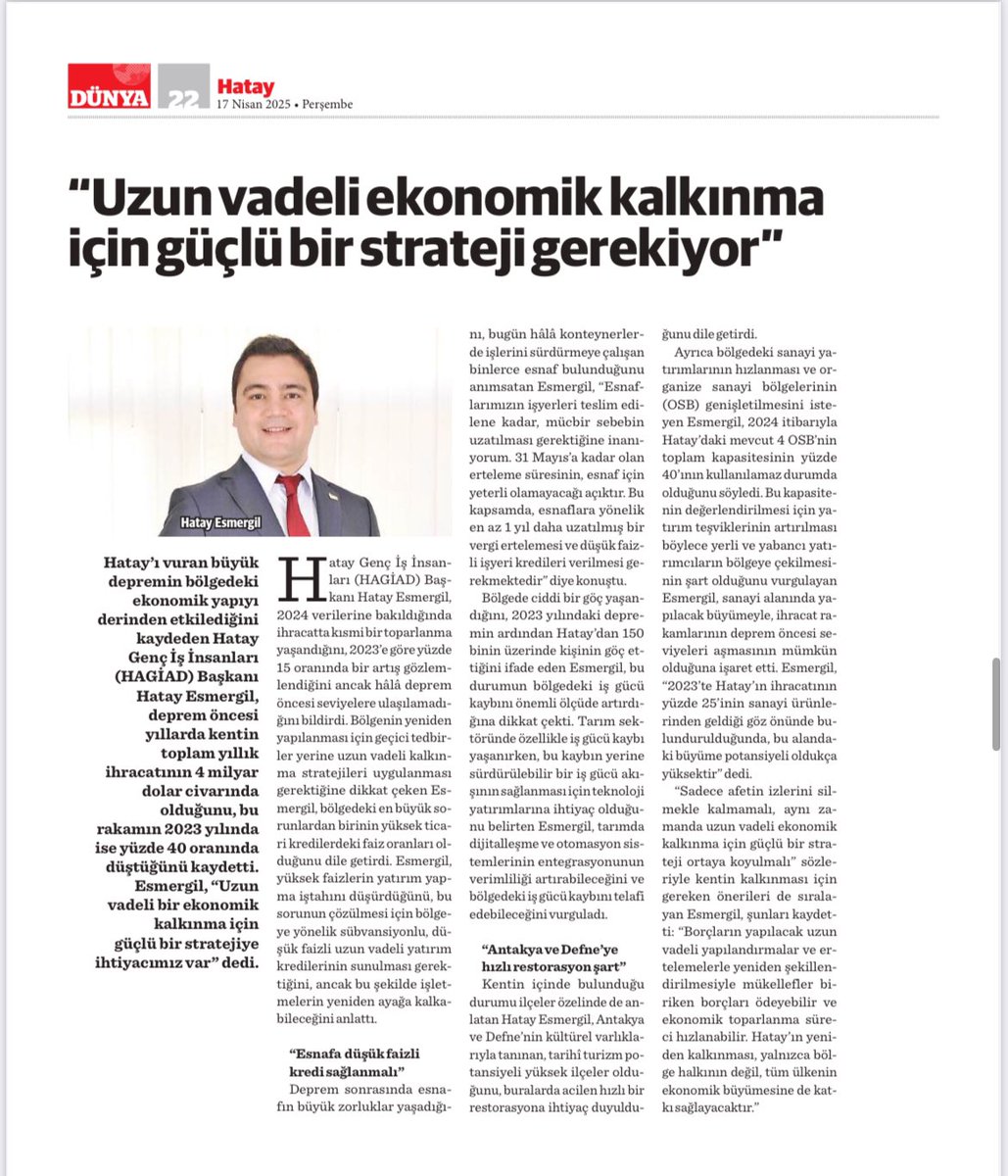 Hatay ilimiz için uzun vadeli kalkınma için güçlü bir strateji gerekiyor. 
#hagiad #hatay #antakya #defne #samandağ #yayladağı #kırıkhan #hassa #iskenderun #payas #dörtyol #erzin #reyhanlı #altınözü