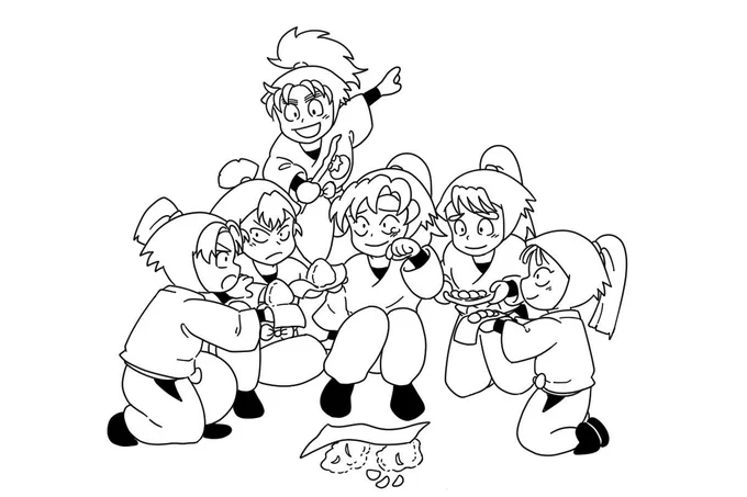 運良く線画をのこしてる絵がいくつかあって可愛かったからのせとく。 