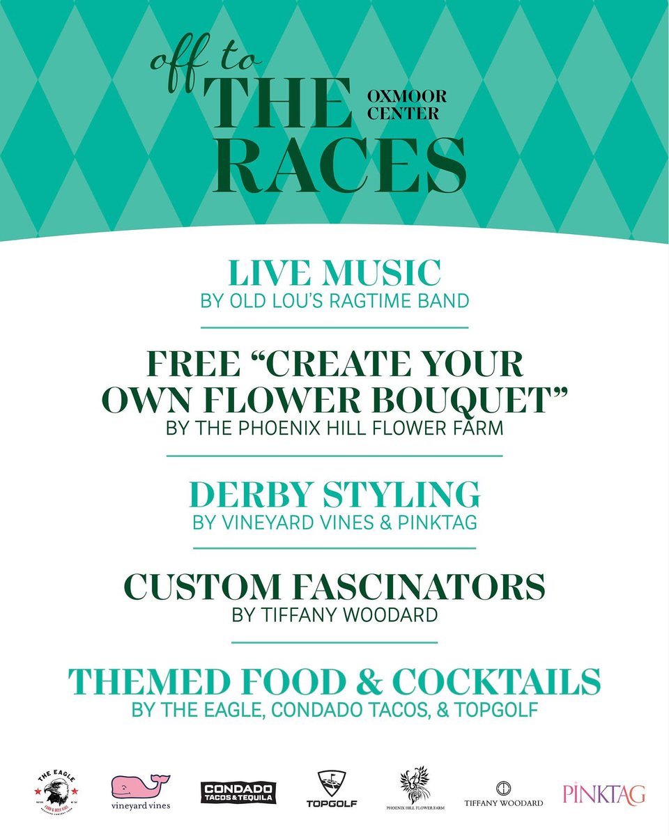 This Saturday we are producing a Derby Themed Event at Oxmoor Mall 12pm-4pm! Stop by! 🐎