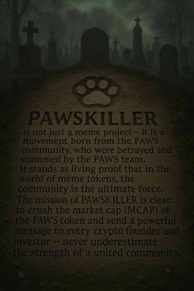 pawskillertoken's tweet photo. $PAWSKILLER 
CA: EQC5QDfKevCEy5cxyG4LI4dR4A9pusKsDAHsWnwnB8QEpd62 https://t.co/mCawHEmRay