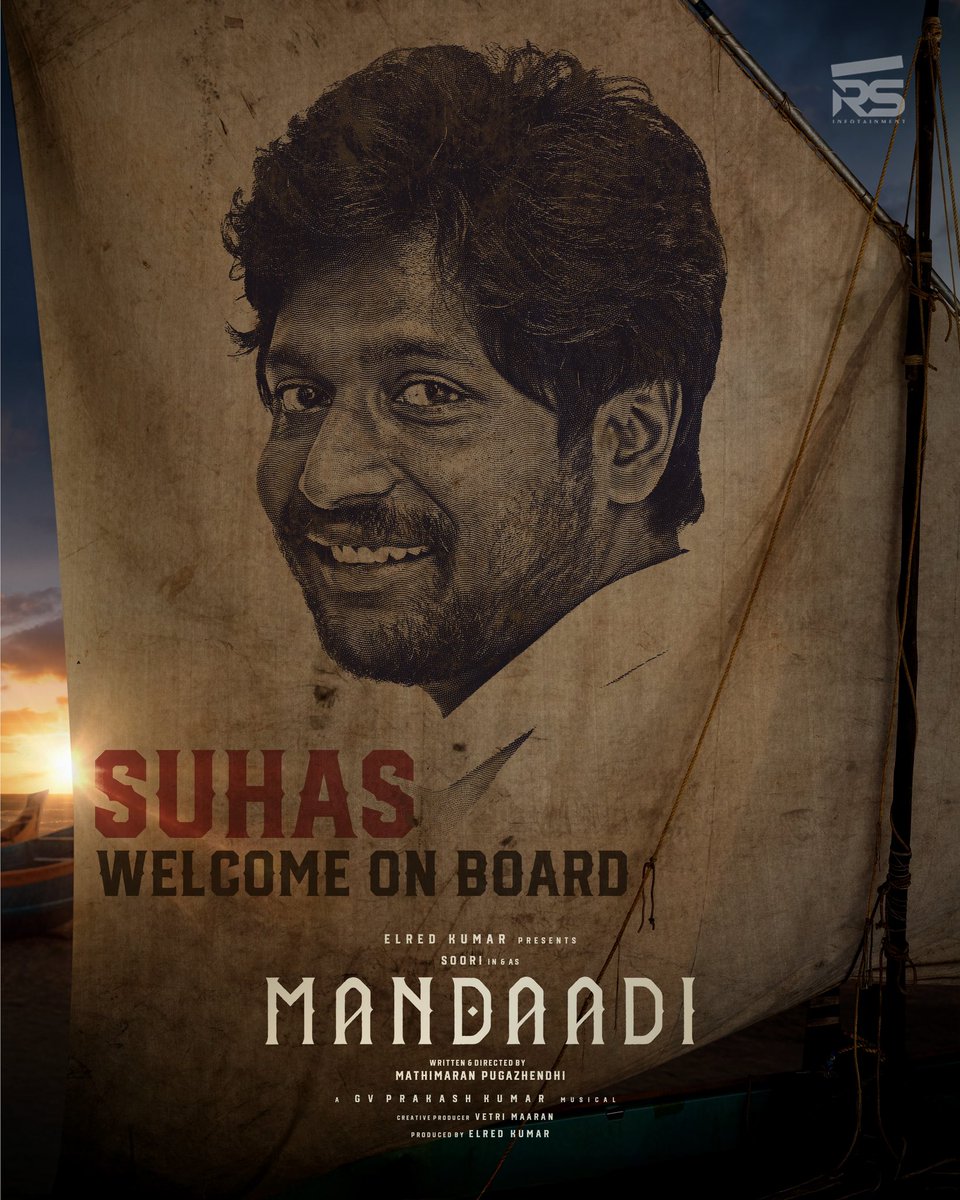 RS Infotainment (@rsinfotainment) on Twitter photo Proudly welcoming the most talented <a href="/ActorSuhas/">Suhas 📸</a> to Kollywood through the world of #Mandaadi ⛵🔥
#Mandaadi #MandaadiTitleLook
<a href="/sooriofficial/">Actor Soori</a> <a href="/elredkumar/">Red</a> <a href="/rsinfotainment/">RS Infotainment</a> #VetriMaaran <a href="/MathiMaaran/">Mathimaran Pugazhendhi</a> <a href="/gvprakash/">G.V.Prakash Kumar</a> <a href="/Mahima_Nambiar/">Mahima Nambiar</a> <a href="/ActorSuhas/">Suhas 📸</a> #Achyuthkumar
<a href="/RavindraVijay1/">Ravindra Vijay</a> Proudly welcoming the most talented <a href="/ActorSuhas/">Suhas 📸</a> to Kollywood through the world of #Mandaadi ⛵🔥
#Mandaadi #MandaadiTitleLook
<a href="/sooriofficial/">Actor Soori</a> <a href="/elredkumar/">Red</a> <a href="/rsinfotainment/">RS Infotainment</a> #VetriMaaran <a href="/MathiMaaran/">Mathimaran Pugazhendhi</a> <a href="/gvprakash/">G.V.Prakash Kumar</a> <a href="/Mahima_Nambiar/">Mahima Nambiar</a> <a href="/ActorSuhas/">Suhas 📸</a> #Achyuthkumar
<a href="/RavindraVijay1/">Ravindra Vijay</a>