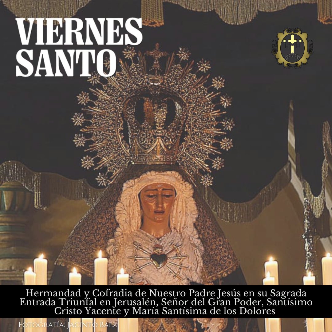 CONSEJOHH's tweet photo. 📣 VIERNES SANTO 

⛪️ Parroquia Nuestra Señora de la Purificación
⏰ 23:30 horas
✝️ Hermandad y Cofradia de Nuestro Padre Jesús en su Sagrada Entrada Triunfal en Jerusalén, Señor del Gran Poder, Santísimo Cristo Yacente y María Santísima de los Dolores https://t.co/xSZQK9WZ1n