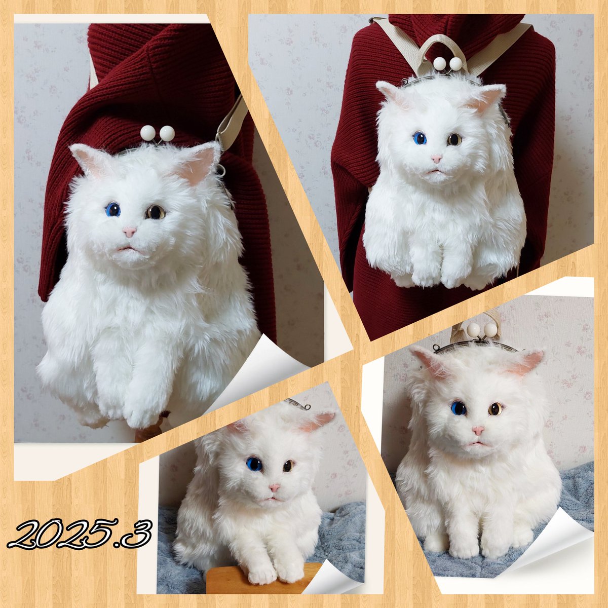 mamankmuck's tweet photo. 3月に手掛けたうちの子バッグも
２月と同じオッドアイの白猫ちゃんでした

#ねこ 　#うちの子　#ハンドメイド　#うちの子バッグ https://t.co/OhX8TO1H4I
