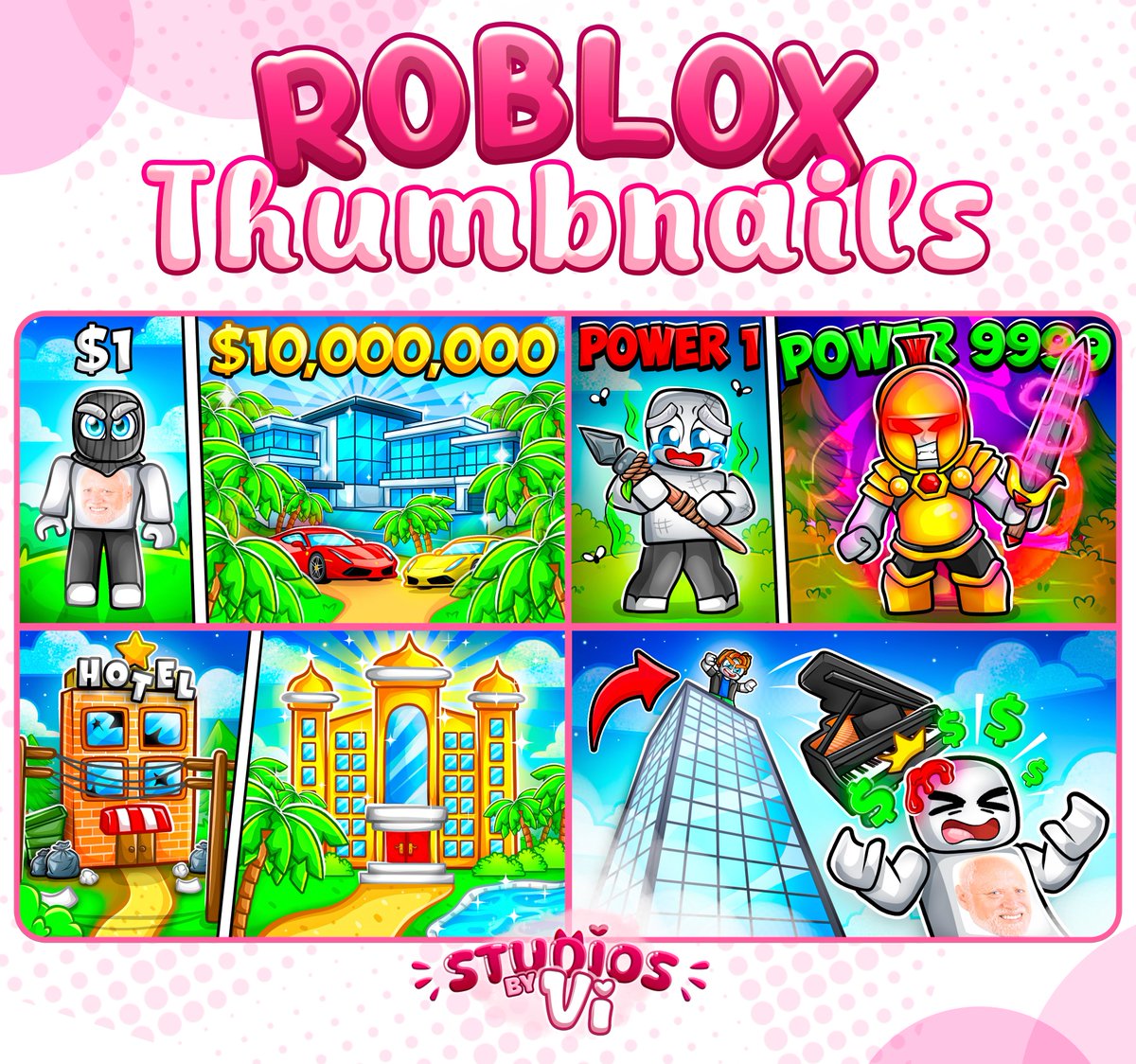 My recent roblox thumbnails!!  🔥

🔁 #RT  or ❤️ #FAV are greatly appreciated!

Open for commissions!! (DM)📩

#Robloxart | #RobloxDev | #ROBLOX