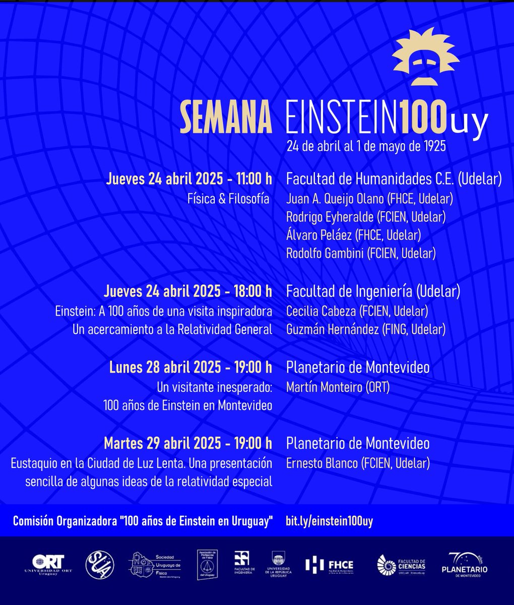 La semana que viene arrancan las actividades en homenaje a la visita de Einstein hace 100 años. Son gratuitas y abiertas al público. Un buen momento para conocer  algo de la ciencia nacional 🤘🏽