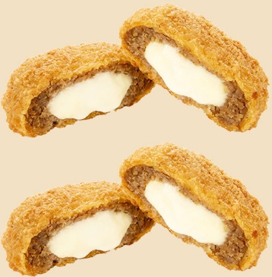 ４月２２日よりファミリーマートから、ゴーダチーズとクリームチーズを使用したチーズソースを中に包み込んだチーズメンチカツ「とろ～りチーズメンチカツ」が新発売されます✨