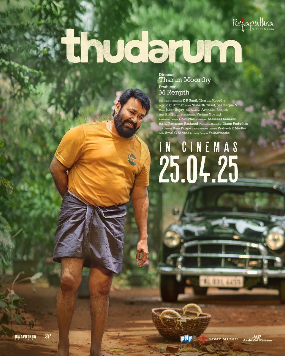 Rejaputhra Visual Media (@rejaputhra_vm) on Twitter photo Walking straight into your hearts⦠and theatres this 25th! š
#ThudarumOnApril25
<a href="/Rejaputhra_VM/">Rejaputhra Visual Media</a> <a href="/talk2tharun/">Tharun Moorthy</a> <a href="/Mohanlal/">Mohanlal</a> #Shobana #MRenjith #KRSunil #ShajiKumar <a href="/JxBe/">Jakes Bejoy</a> Walking straight into your hearts⦠and theatres this 25th! š
#ThudarumOnApril25
<a href="/Rejaputhra_VM/">Rejaputhra Visual Media</a> <a href="/talk2tharun/">Tharun Moorthy</a> <a href="/Mohanlal/">Mohanlal</a> #Shobana #MRenjith #KRSunil #ShajiKumar <a href="/JxBe/">Jakes Bejoy</a>