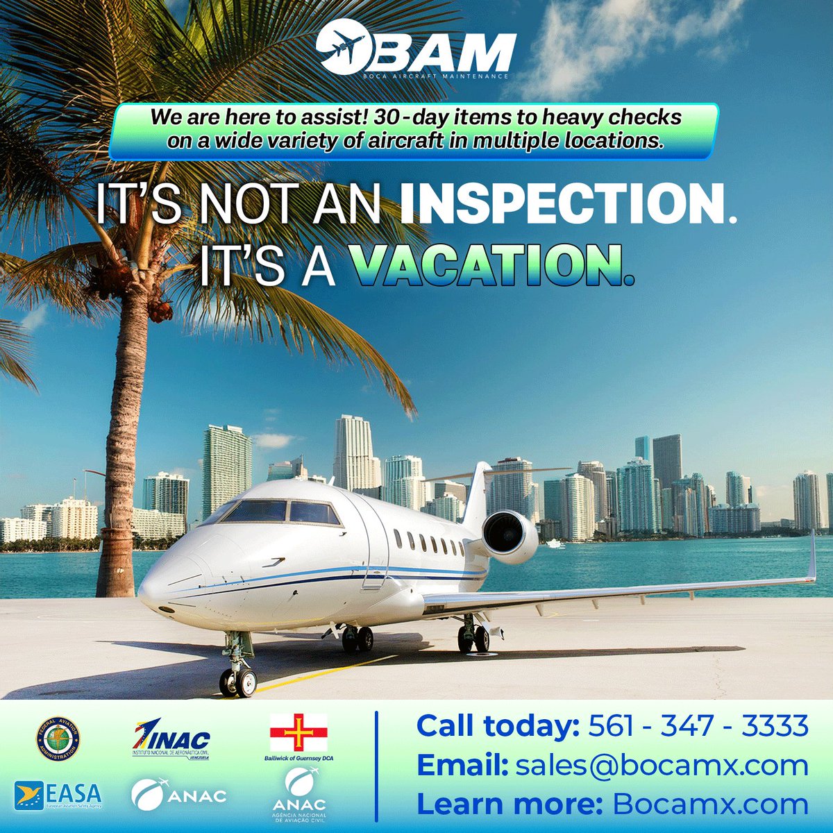 Don't wait! Book your maintenance appointment and keep your aircraft in top condition.
.
Call us: 561-347-3333
Email: sales@bocamx.com
Learn More: Bocamx.com
.
.
.

#BAM #jets #aircraft #airtravel #aviationindustry #airplane #aviation #Travel #hawker #PrivateJet