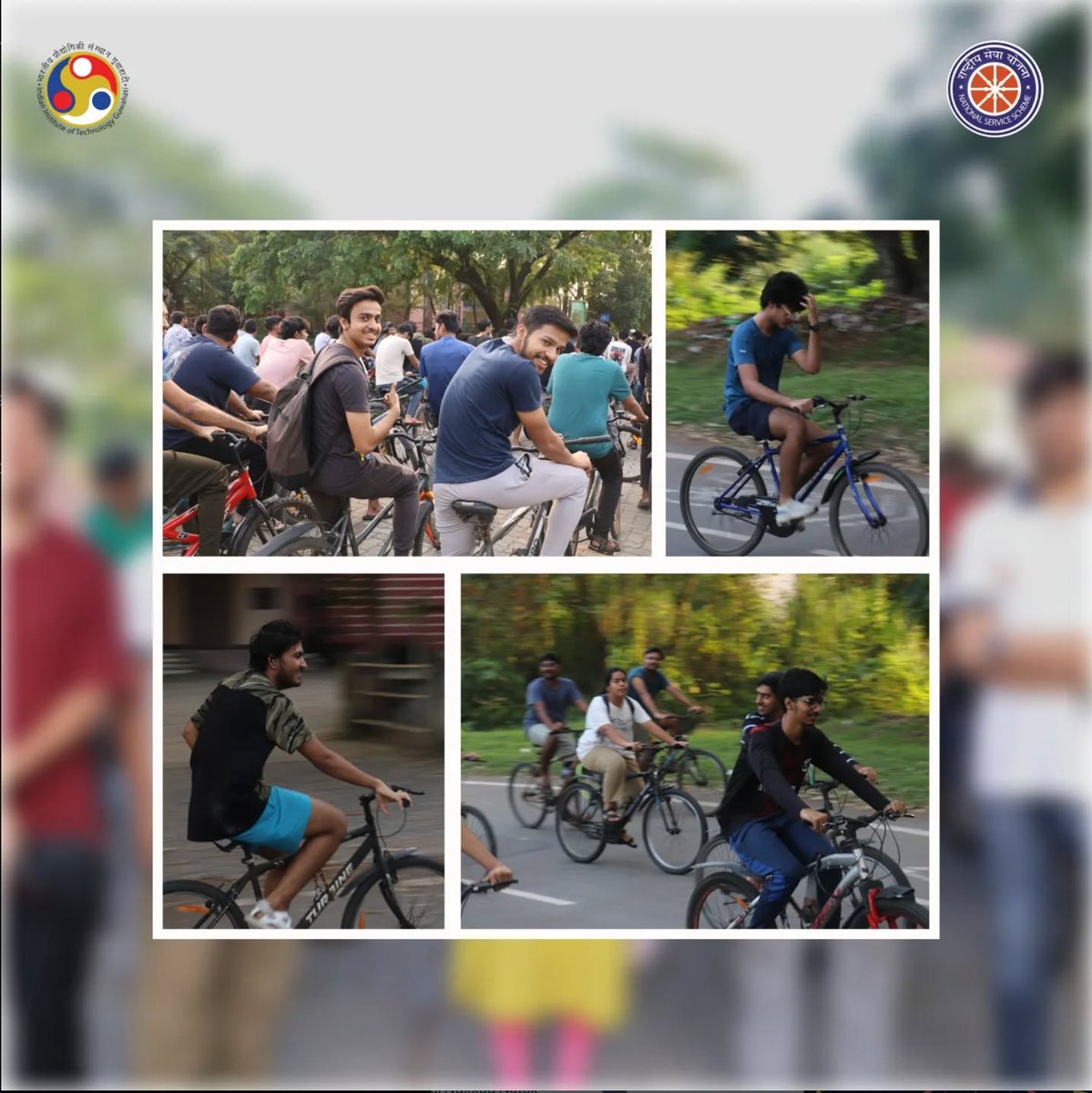 nss_iitg's tweet photo. NSS IITG volunteers came together for an action-packed Cyclothon, racing through a 6km course with determination and eco-consciousness. Together, we’re spins toward a sustainable future! Every pedal forward brings us closer to a cleaner, greener planet.
#NSSIITG  #GreenerPlanet https://t.co/WMc66UEtB5