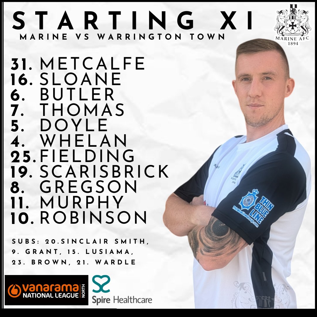 How your Mariners line up this afternoon 👊

Neil Young makes 6️⃣ changes from Saturday

🔙 Doyle returns 
🇮🇪 Murphy leads the line 

UP THE MARINERS 🖤🤍