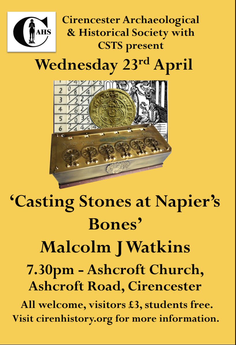 Next Lecture Wednesday 23rd Usual time, usual place with #cirencesterscienceandtechnologysociety