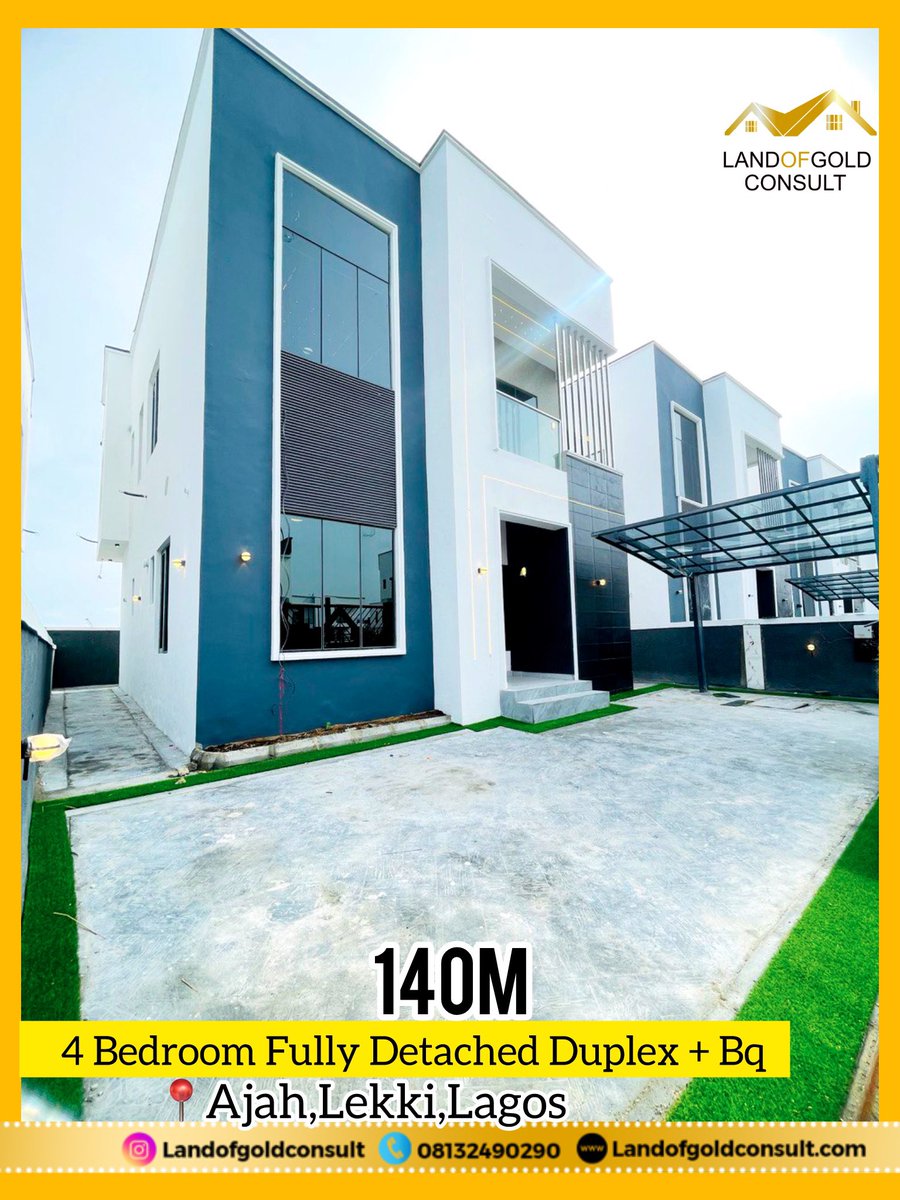 LandofgoldC's tweet photo. 4 BEDROOM FULLY DETACHED DUPLEX+ BQ  FOR SALE-140M - AJAH, LEKKI,LAGOS .

CALL ☎️ 08132490290 
FOR PURCHASE AND INSPECTION

#explore #nigeriansindiaspora #luxuryhomes #property  #propertymanagement  #luxurylifestyle  #luxury  #homedecor  #interiordesign #lekki  #lekkihomes https://t.co/sqAQIM9V7N