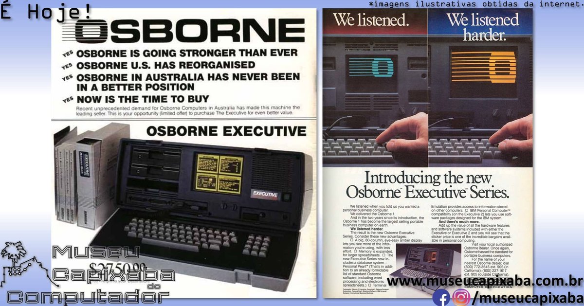 museucapixaba's tweet photo. É hoje! O microcomputador Osborne Executive de 1983.

+em https://t.co/HCbfE7HdZC

#MuseuCapixaba #mcc #éhoje #museu #AdamOsborne #Osborne1 #OsborneComputer #OsborneExecutive #Zilog #Z80 #CBASIC #CPM #Kaypro #MailMerge #PearlSoft #SuperCalc #UCSDpSystem #WordStar https://t.co/dFCg1oQkr3