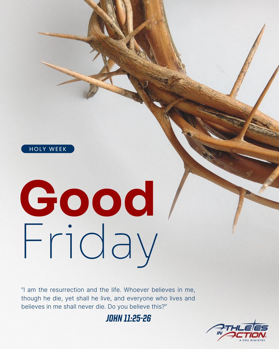 Death wasn’t the end of Jesus—and because of Him, it’s not the end for us either.

“He who believes in me will live, even though they die…” (John 11:25–26)

On Good Friday, we remember the cross—but we look forward to the empty tomb. #GoodFriday #VictoryBeyondCompetition