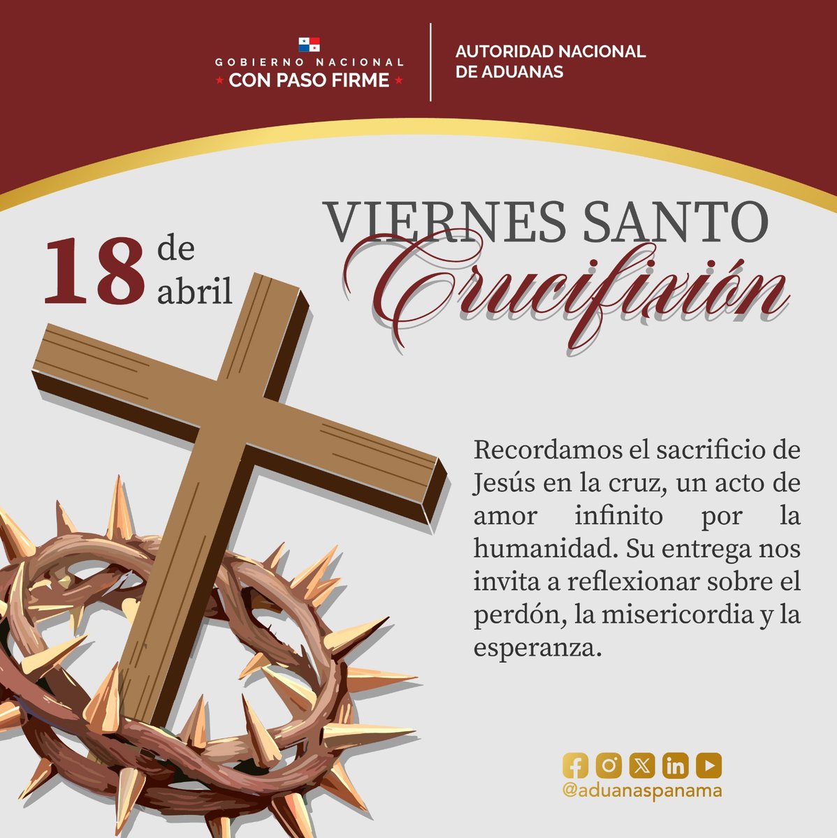 aduanaspanama's tweet image. En este periodo de Cuaresma, la Autoridad Nacional de Aduanas se hace eco del fervor religioso de los panameños, y los insta a vivir esta festividad con recogimiento y devoción cristiana.