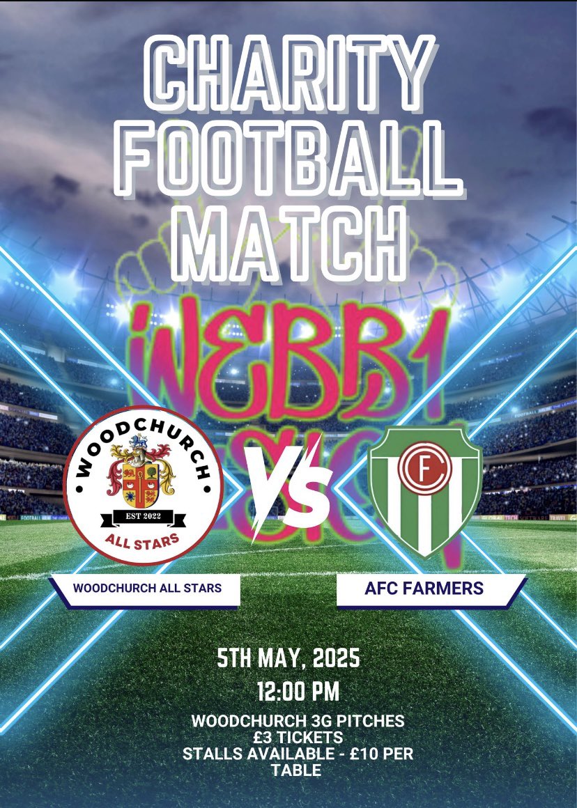 5th May. Woodchurch Leisure Centre 3G. 

Hopefully raise lots of money for an amazing cause⚽️