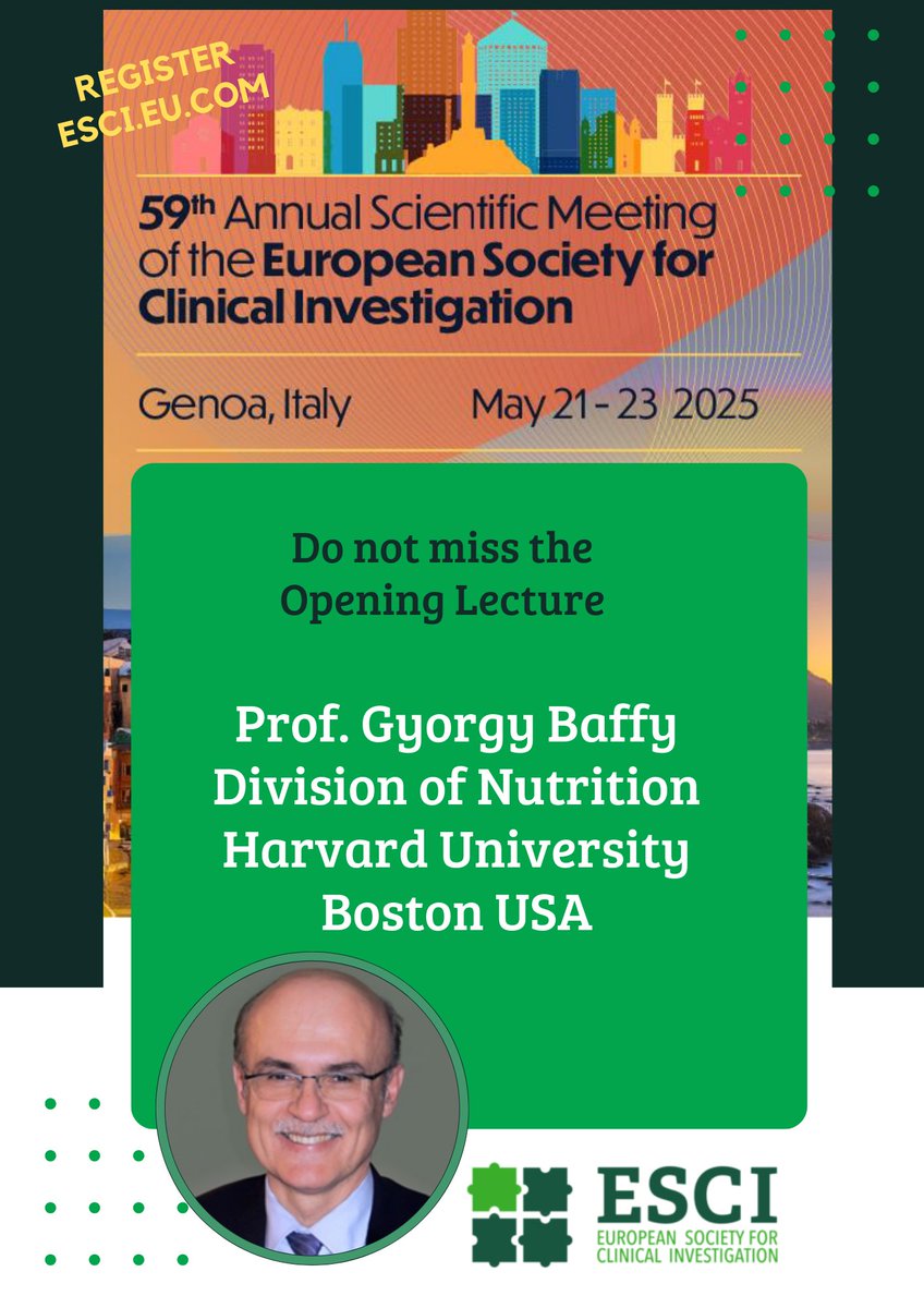 ESCI (@esci_society) on Twitter photo 📍ASM2025 Opening Lecture Prof. Gyorgy Baffy.
Register to join in 🔗esci.eu.com
<a href="/gbaffy/">Gyorgy Baffy</a> #mitochondria #cardiovascular #endometabolism #oncology #rheumatology #focusonaging #gutliverlifestyle 📍ASM2025 Opening Lecture Prof. Gyorgy Baffy.
Register to join in 🔗esci.eu.com
<a href="/gbaffy/">Gyorgy Baffy</a> #mitochondria #cardiovascular #endometabolism #oncology #rheumatology #focusonaging #gutliverlifestyle