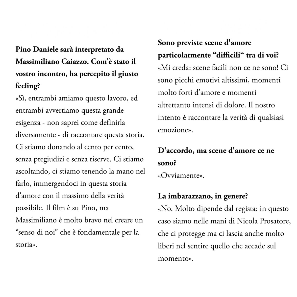 caiazzoupdates's tweet photo. 📰 Mariasole Pollio in una nuova intervista per Vanity Fair Italia ha annunciato che interpreterà Dorina, la prima moglie di Pino Daniele nel biopic Je so' Pazzo.  Nel corso dell’intervista ha parlato anche di Massimiliano 

🔗 https://t.co/slBXU3pQRG https://t.co/TKk9oXzd8p
