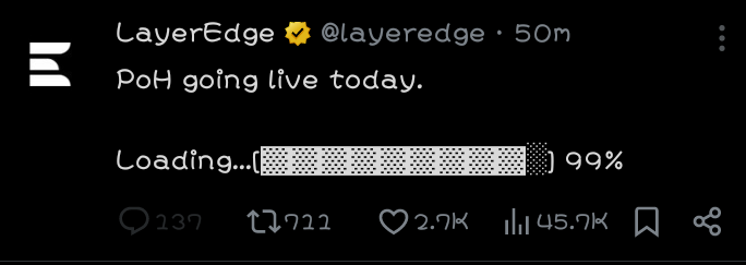 Starllette✨ (@starletfrank) on Twitter photo Layeredge $EDGE POH (proof of humanity) will go live today
Hope you all are active
The POH is a Sybil action for bot account
<a href="/layeredgefndn/">LayerEdge Foundation</a>
<a href="/marjidofficial/">Marjid Cryptonite</a>
<a href="/Mr_Jay_Pee/">JayPee👑</a>
<a href="/Nebo_Collins1/">Corex_BM</a> Layeredge $EDGE POH (proof of humanity) will go live today
Hope you all are active
The POH is a Sybil action for bot account
<a href="/layeredgefndn/">LayerEdge Foundation</a>
<a href="/marjidofficial/">Marjid Cryptonite</a>
<a href="/Mr_Jay_Pee/">JayPee👑</a>
<a href="/Nebo_Collins1/">Corex_BM</a>