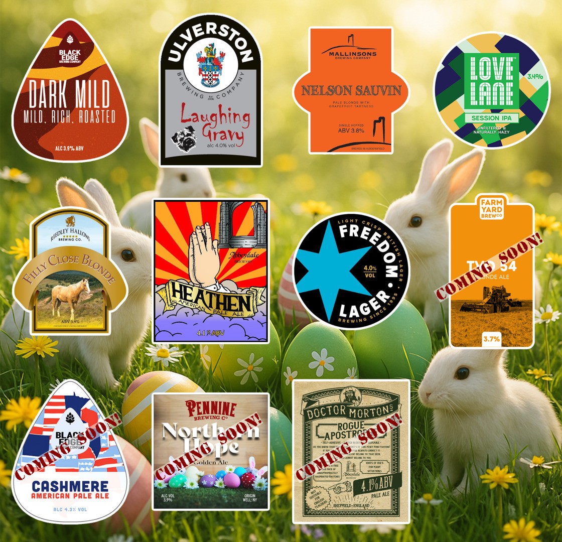 The Corner Post (@cornerpost_the) on Twitter photo Here's our starting line-up as we go into Easter week-end. We are open from 3pm - 9pm if you fancy popping in to try them out. Cheers!
<a href="/Blackedgebeers/">Blackedge Brewing Co Ltd</a> #UlverstonBrewing <a href="/Mallinsons/">Mallinsons</a> <a href="/lovelanebrewing/">Love Lane Brewery</a> <a href="/ReedleyBrew/">REEDLEY HALLOWS BREW</a> <a href="/AbbeydaleBeers/">Abbeydale Brewery</a> <a href="/FreedomBrewery/">Freedom Brewery</a> <a href="/LiverpoolCAMRA/">Liverpool CAMRA</a>
#RealAleFinder Here's our starting line-up as we go into Easter week-end. We are open from 3pm - 9pm if you fancy popping in to try them out. Cheers!
<a href="/Blackedgebeers/">Blackedge Brewing Co Ltd</a> #UlverstonBrewing <a href="/Mallinsons/">Mallinsons</a> <a href="/lovelanebrewing/">Love Lane Brewery</a> <a href="/ReedleyBrew/">REEDLEY HALLOWS BREW</a> <a href="/AbbeydaleBeers/">Abbeydale Brewery</a> <a href="/FreedomBrewery/">Freedom Brewery</a> <a href="/LiverpoolCAMRA/">Liverpool CAMRA</a>
#RealAleFinder