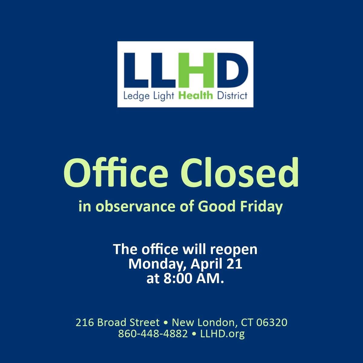 Our office is closed in observance of Good Friday. The office will reopen on Monday, April 21 at 8 AM. Have a safe and healthy holiday.