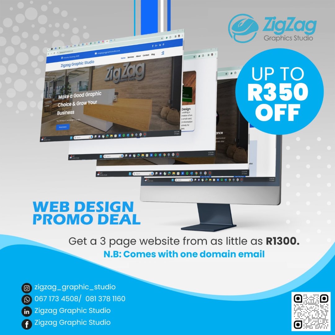 ZigzagGraphics's tweet photo. Contact us now for our web design special. Ends this coming Monday.

WhatsApp: 0671734508
#zigzaggraphicsstudio https://t.co/LVz2D8K71o