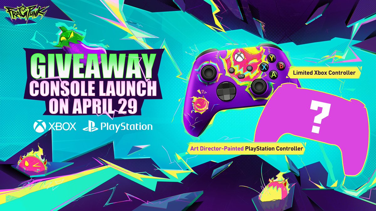 🎮 #FragPunk is hitting consoles—and we’re celebrating with a giveaway!

From April 18–29, win: 
🎁 1x Limited Xbox Controller
🎨 1x Art Director- Painted PlayStation Controller

How to enter:
1️⃣ Follow <a href="/PlayFragPunk/">FragPunk</a>
2️⃣ RT this post &amp; tell us what you're hyped for on console!