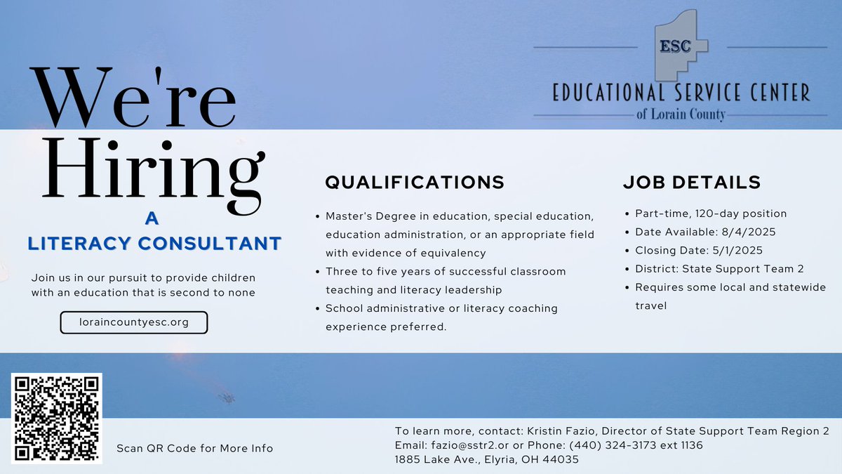 We’re excited to share that we're hiring a Literacy Consultant for the 2025-2026 school year.

To learn more about this exciting position, visit the employment page at the link below.

applitrack.com/esclc/onlineap…