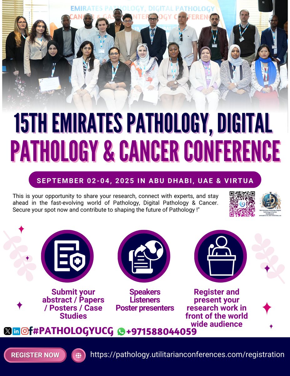 Gaur Priya (@epucgcongress) on Twitter photo Don’t Miss Out – Register & Reserve Your Seat Today 15th edition of the Emirates Pathology, Digital Pathology & Cancer Conference from Sep 2-4, 2025, in Abu Dhabi, UAE & virtually pathology.utilitarianconferences.com/registration
#MedicalInnovation #UAEHealthcare #PathologyConference #PrecisionMedicine Don’t Miss Out – Register & Reserve Your Seat Today 15th edition of the Emirates Pathology, Digital Pathology & Cancer Conference from Sep 2-4, 2025, in Abu Dhabi, UAE & virtually pathology.utilitarianconferences.com/registration
#MedicalInnovation #UAEHealthcare #PathologyConference #PrecisionMedicine