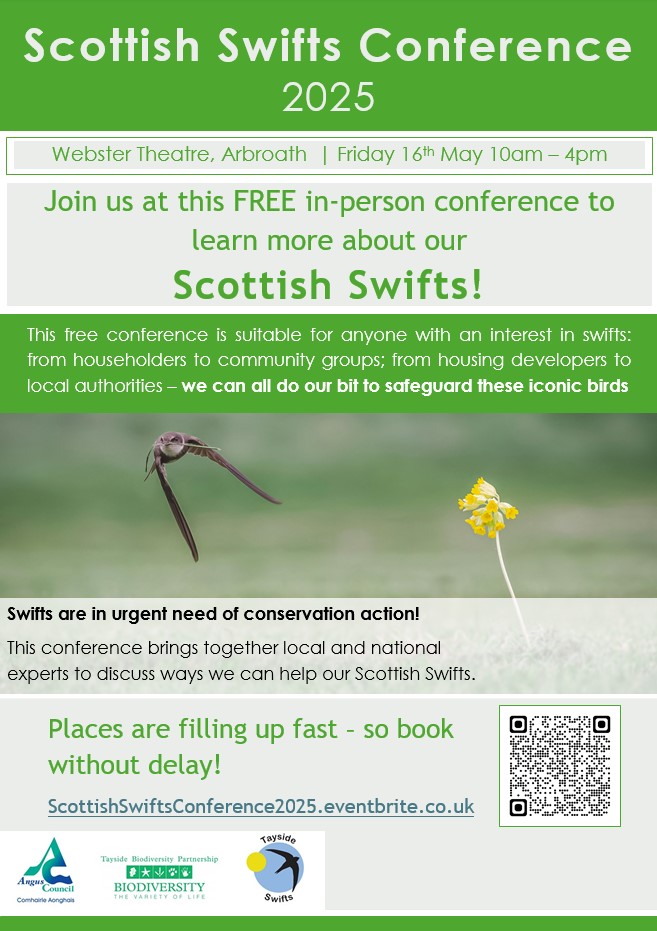 Join us at this FREE conference in Arbroath to learn more about our Scottish Swifts and how we can all help with conservation efforts. The event if open to all and places are filling up fast; so BOOK NOW to secure your spot! #ScottishSwifts <a href="/AngusCouncil/">Angus Council</a> 
…SwiftsConference2025.eventbrite.co.uk