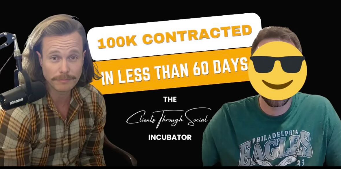 One of our Incubator members just sold $100k in his brand new business.

He started with us less than 2 months ago.

He had zero sales or entrepreneurial experience before he joined our program. 

He just showed up, did what we said, and the rest is history.

I recorded a case