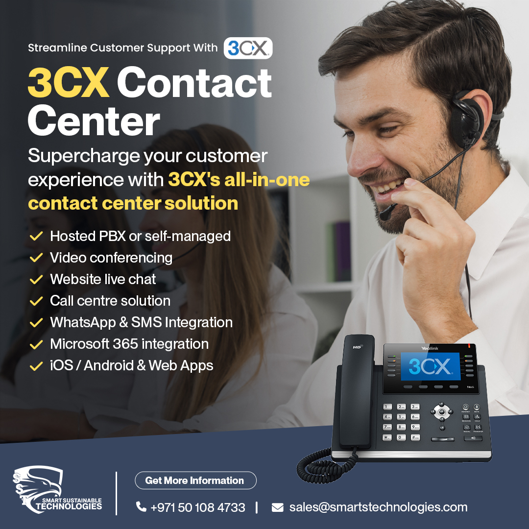 SmartSTechs's tweet image. Supercharge your customer support with 3CX’s all-in-one contact center solution!

Live Chat ✅ Call Center ✅ PBX ✅
Video Calls, WhatsApp, Microsoft 365 &amp;amp; more!

📩 sales@smartstechnologies.com
📞 +971 50 108 4733

#3CX #ContactCenter #TechSolutions