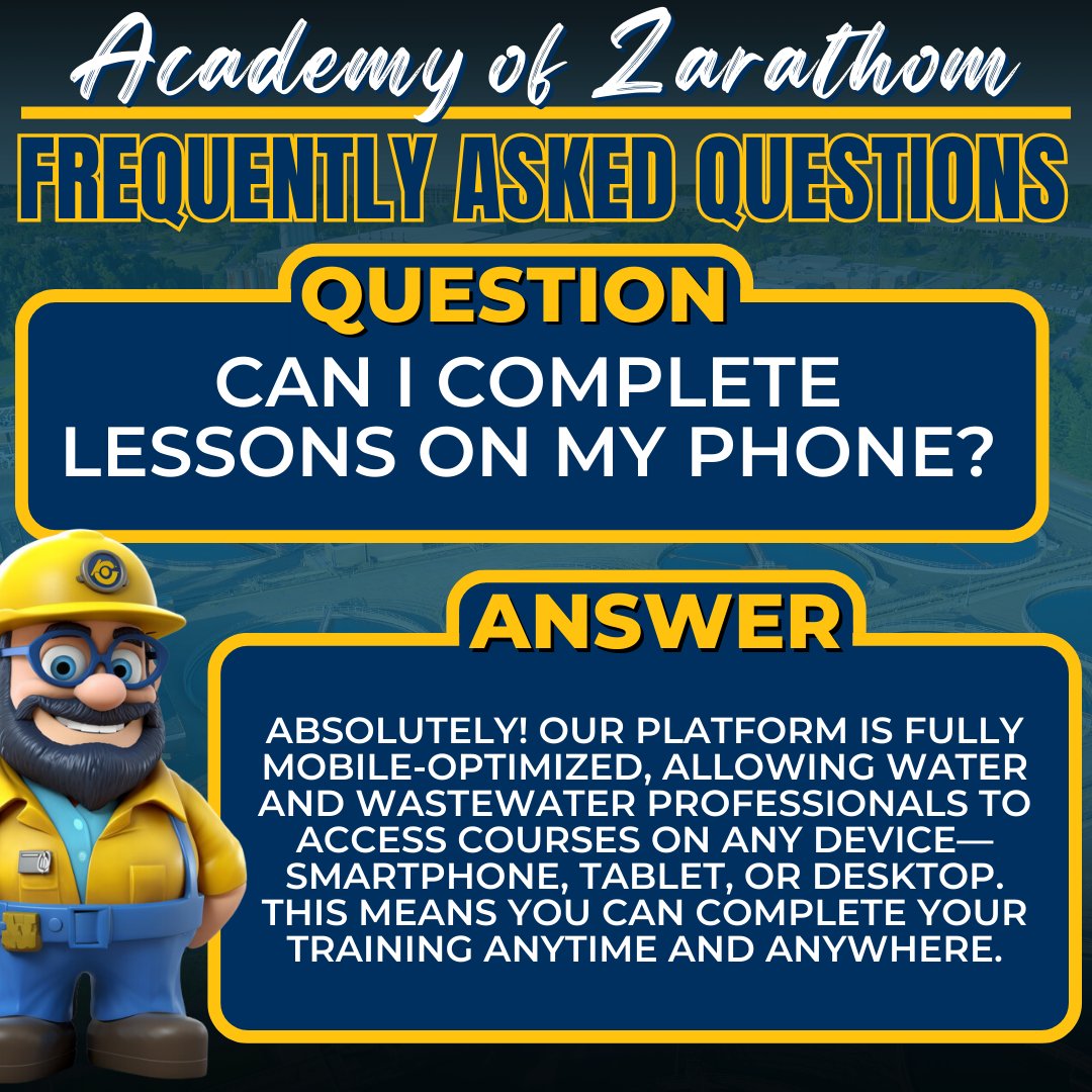 Zarathom_Online's tweet image. Do you Have questions about the Academy of Zarathom? 
Visit us at l8r.it/YBzs

#FAQ #WaterProfessionals #WastewaterOperators #AcademyOfZarathom #OperatorTraining ##WaterIndustryExperts#WastewaterTraining #WaterTreatmentPros #WaterOperatorTraining #WastewaterExperts