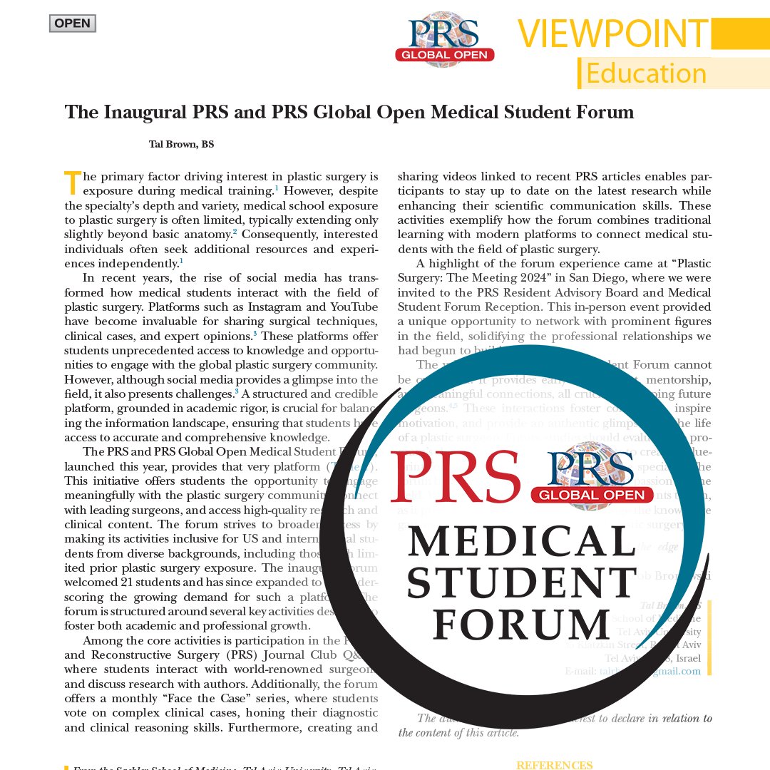 PRSGlobalOpen's tweet image. #MedStudents often miss out on #PlasticSurgery exposure—#PRSJournal &amp;amp; #PRSGlobalOpen Medical Student Forum is changing that. 

🌍✂️ Dive in &amp;amp; read the Viewpoint article today! 👉 bit.ly/PRSGO_MSFviewp…