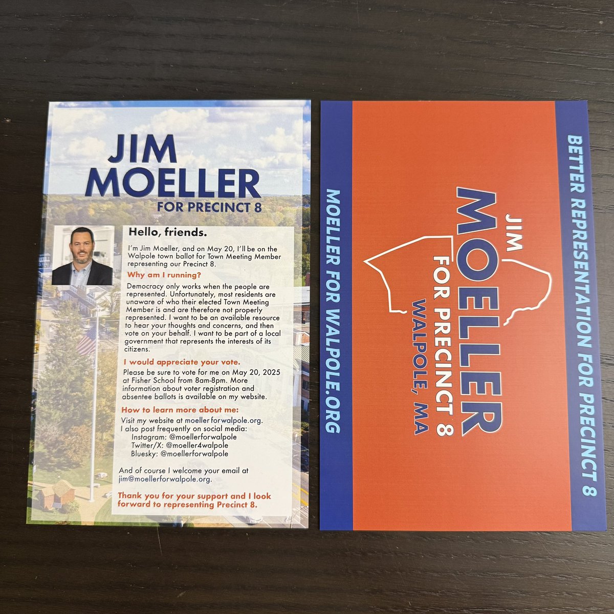 Moeller4Walpole's tweet photo. Postcards coming to mailboxes beginning this weekend. When you’re done laughing at my ugly mug, please recycle! ♻️ https://t.co/jhSjUcjI2j