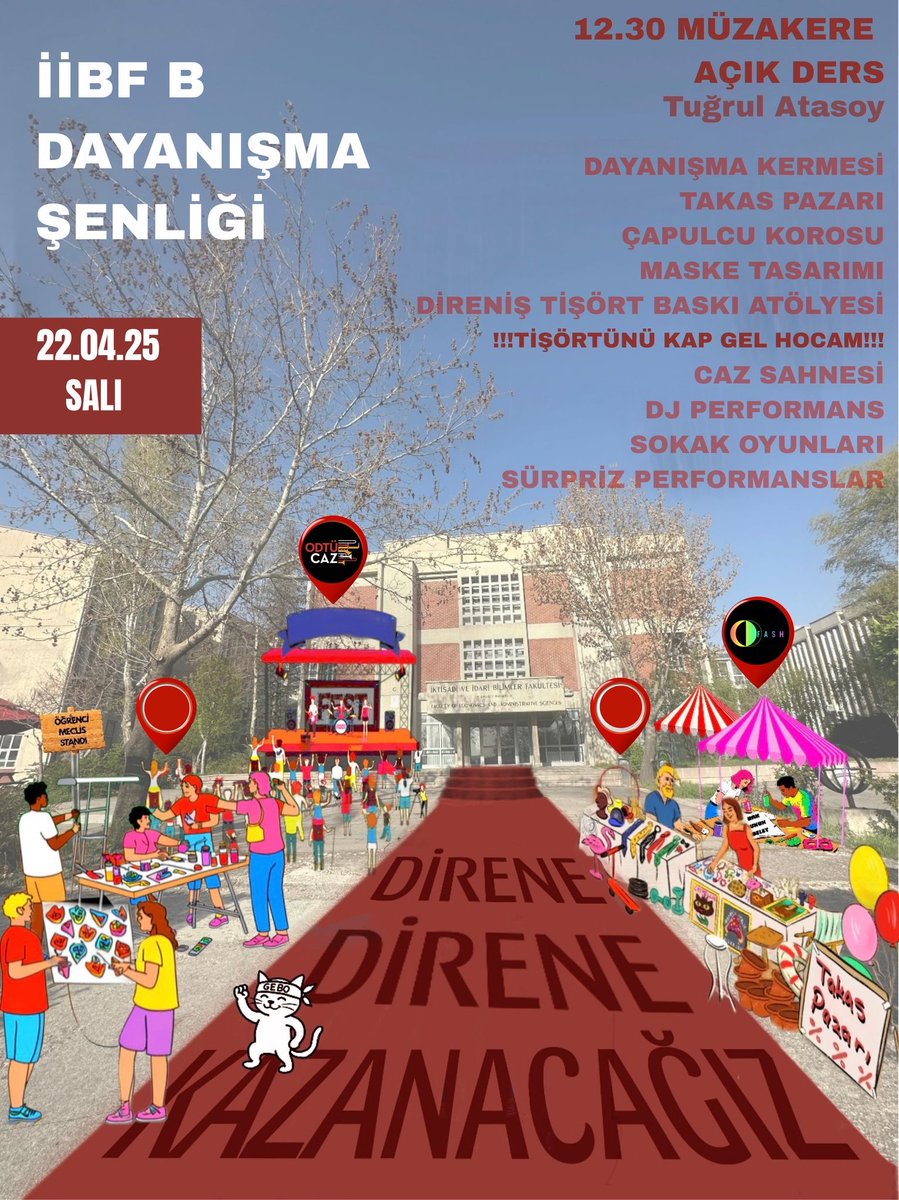 22 nisanda cümbür cemaat iibf b kantindeyiz. AÇIK DERS VAR! yanında yemek var. müzik var takas var oyun var maske var çapulcu korosu var caz var dj var. bebek toma da gelebilir diyorlar. 

tüm okul için açık çağrıdır!! çıkın çıkın gelin <3