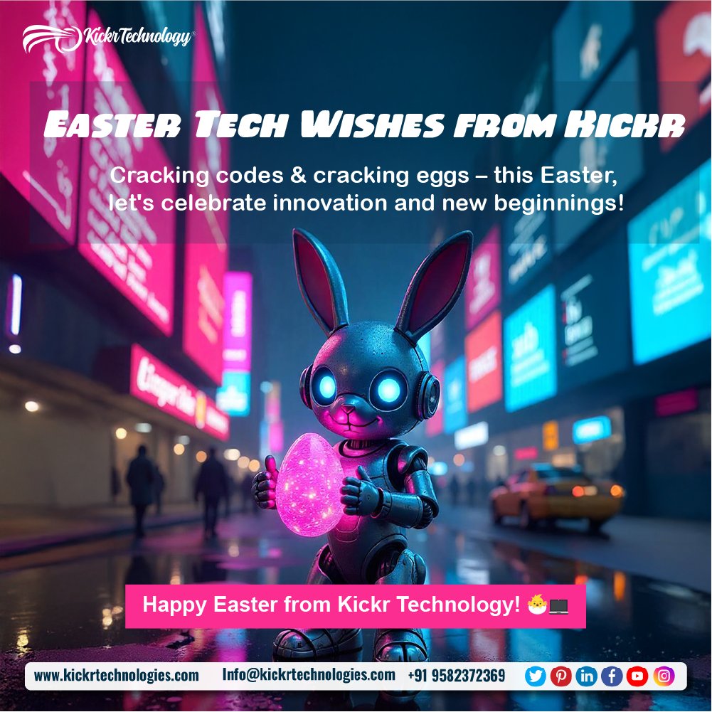 KickrTechnology's tweet image. 🌸🐣 Easter Tech Wishes from Kickr Technology!
May your life be as bright as your screen and as smooth as your code!
Wishing you a joyful and innovative Easter! 💻

Visit us at kickrtechnologies.com
#kickrtechnology #HappyEaster #exploremore #EasterTechVibes #InnovationEveryday