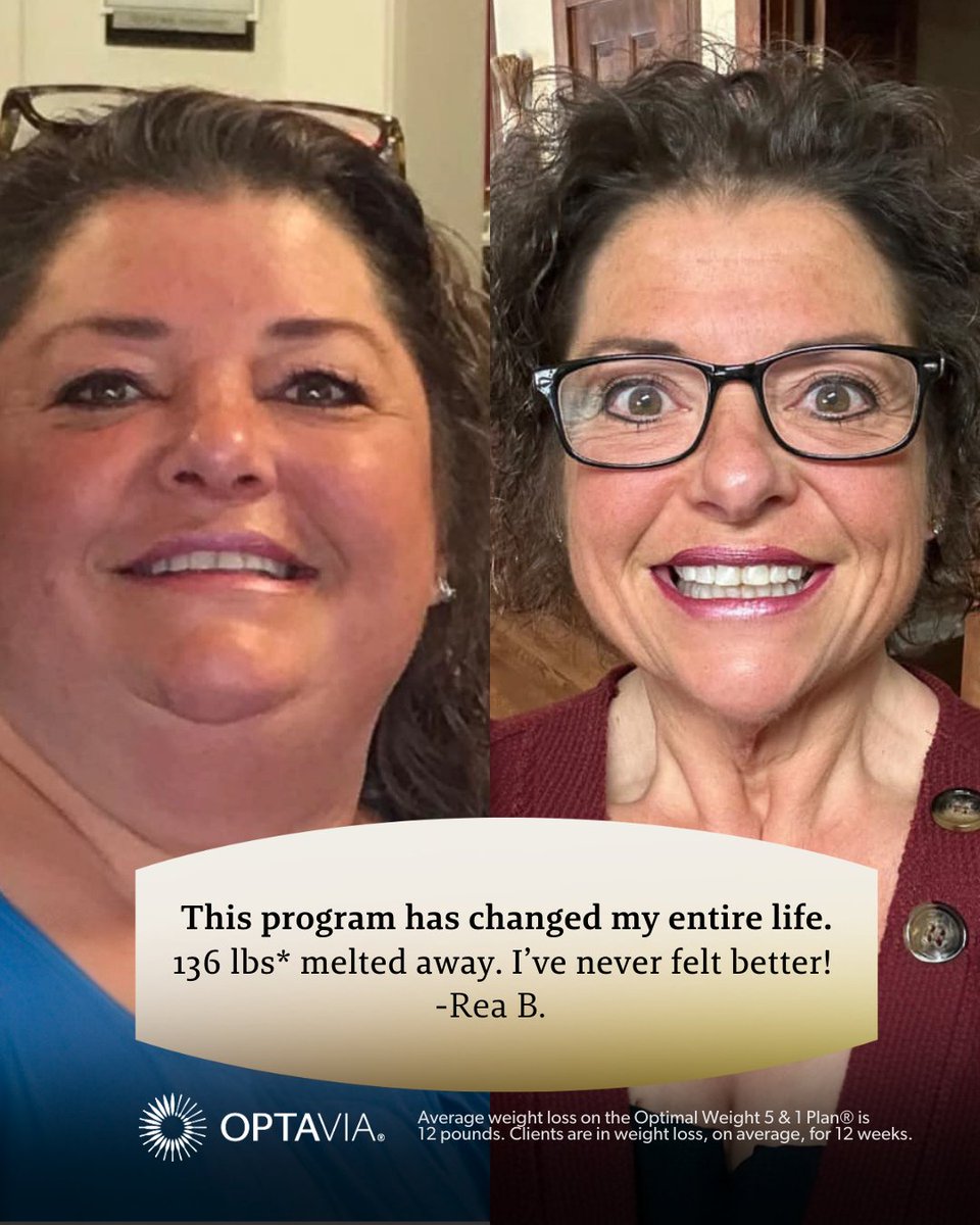 "This program changed my life—136 lbs* gone! I’ve never felt better!" –Rea B.
No gimmicks. No shortcuts. Just real change, one habit at a time. 💪 
*Average weight loss on the Optimal Weight 5 &amp; 1 Plan® is 12 pounds. Clients are in weight loss, on average, for 12 weeks.