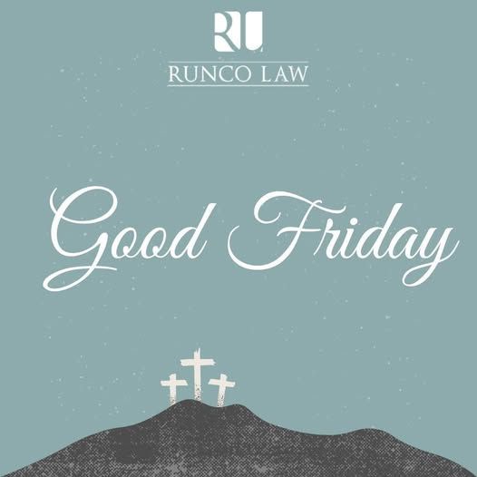 RuncoLawPC's tweet photo. Wishing a very blessed Good Friday to all those who celebrate!
#GoodFriday #RuncoLaw #Law #Lawyer #HamiltonON #FamilyLaw #Wills #EstateLaw https://t.co/PoqlEWB6kS