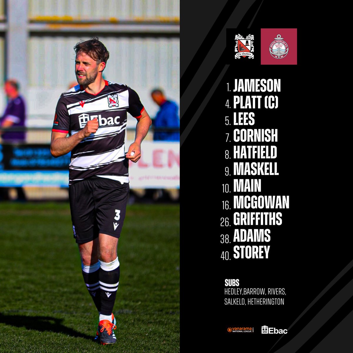 Official_Darlo's tweet photo. ⚽ STARTING XI ⚽

Heres how the Quakers line up this afternoon 👇 https://t.co/mkWQX6fLhy