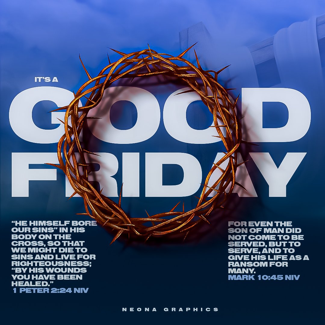 NeonaGraphics's tweet image. It wasn’t just a Friday. It was the day love took the fall for us all.
He bore our sins, wore the crown of thorns, and gave His life so we could truly live.
This is why we call it Good Friday.

1 Peter 2:24 | Mark 10:45
#GoodFriday #JesusPaidItAll #FaithDesign #ChristianCreatives