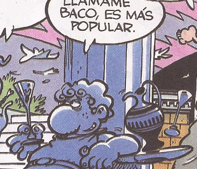 DIONISOS (BACO)
Es uno de los considerados dioses olímpicos, el de la fertilidad y el vino. Considerado hijo de Zeus y Sémele, otras versiones afirman que era hijo de Zeus y Perséfone.
La misión divina de Dioniso era mezclar la música del aulós y acabar con la preocupación.